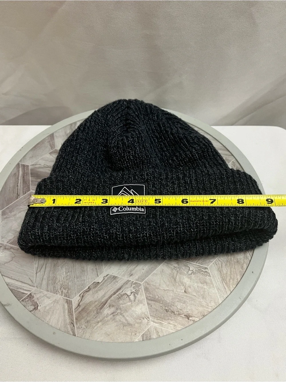 Columbia Mountain Logo Cuffed Knit Beanie Black Gray One Size